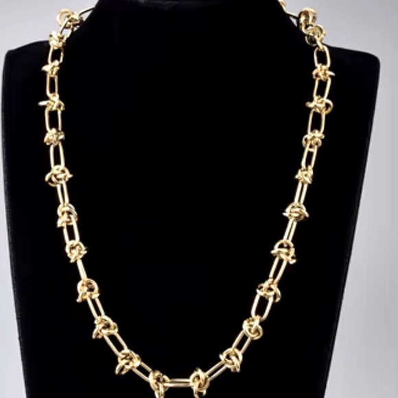 New Knot Link Necklace 16-18” stainless steel Gold Tone - Picture 1 of 5